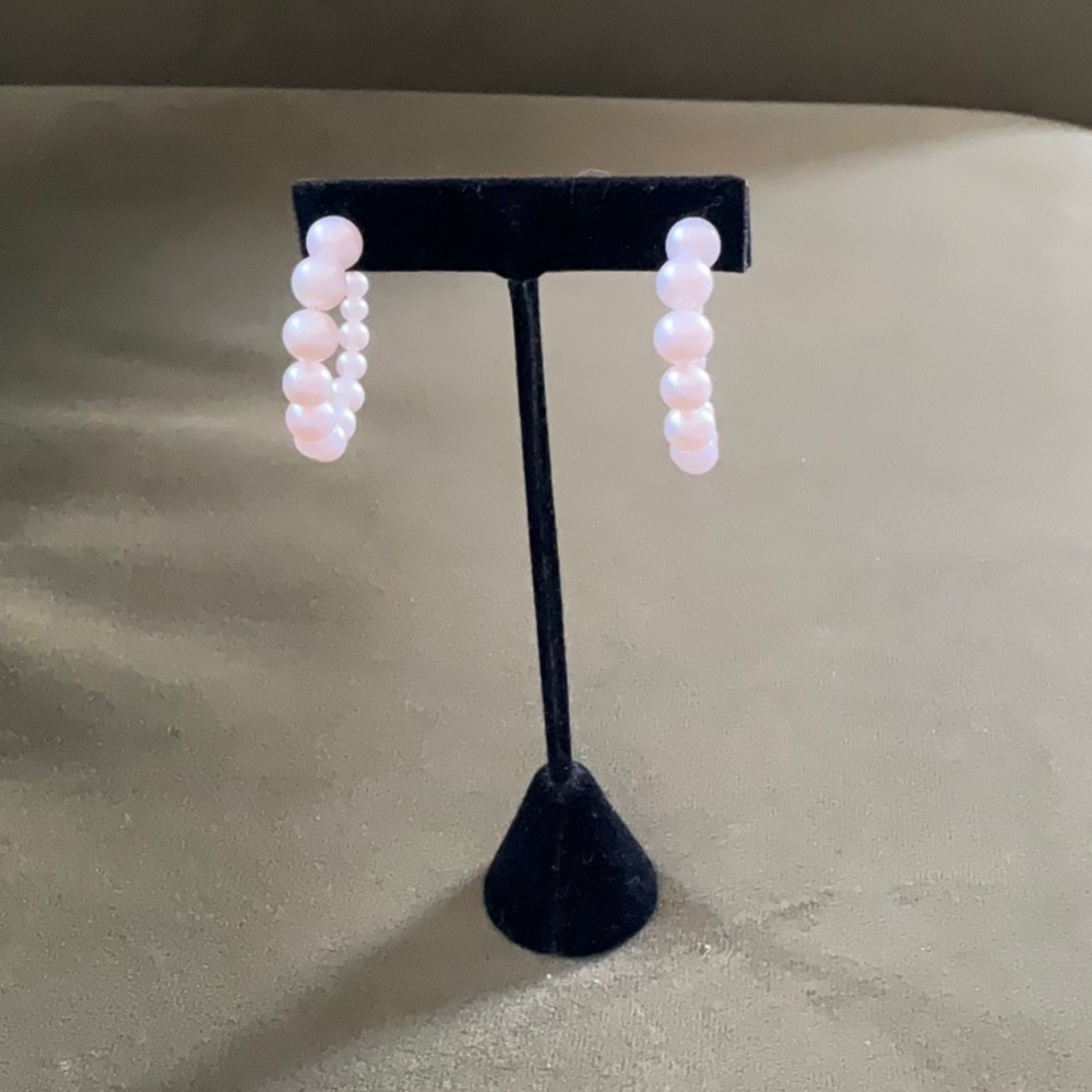 Elegant Pearl Hoop Earrings